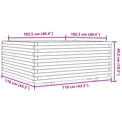 vidaXL Garden Planter White 110x110x49.5 cm Solid Wood Pine