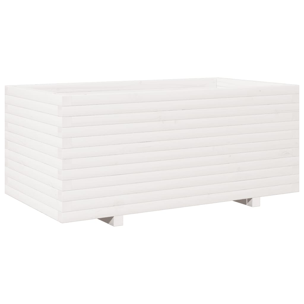 vidaXL Garden Planter White 110x60x49.5 cm Solid Wood Pine