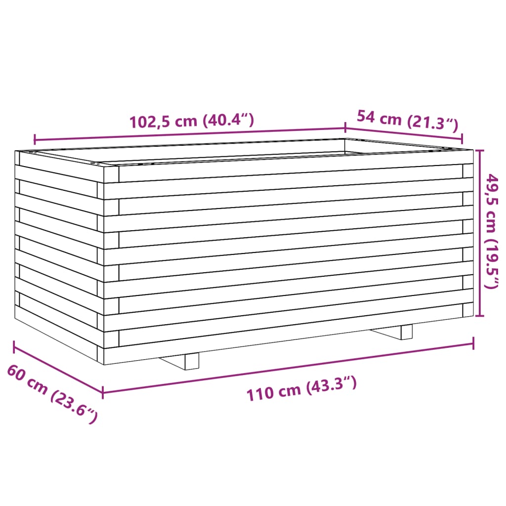 vidaXL Garden Planter Wax Brown 110x60x49.5 cm Solid Wood Pine
