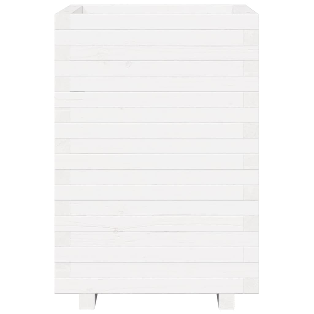 vidaXL Garden Planter White 50x50x72.5 cm Solid Wood Pine