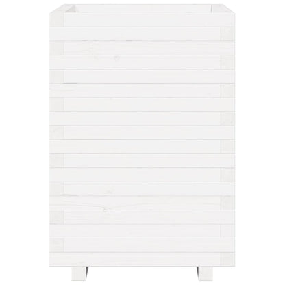 vidaXL Garden Planter White 50x50x72.5 cm Solid Wood Pine