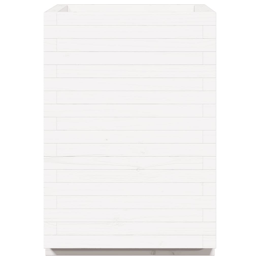 vidaXL Garden Planter White 50x50x72.5 cm Solid Wood Pine