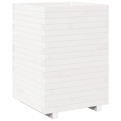 vidaXL Garden Planter White 50x50x72.5 cm Solid Wood Pine