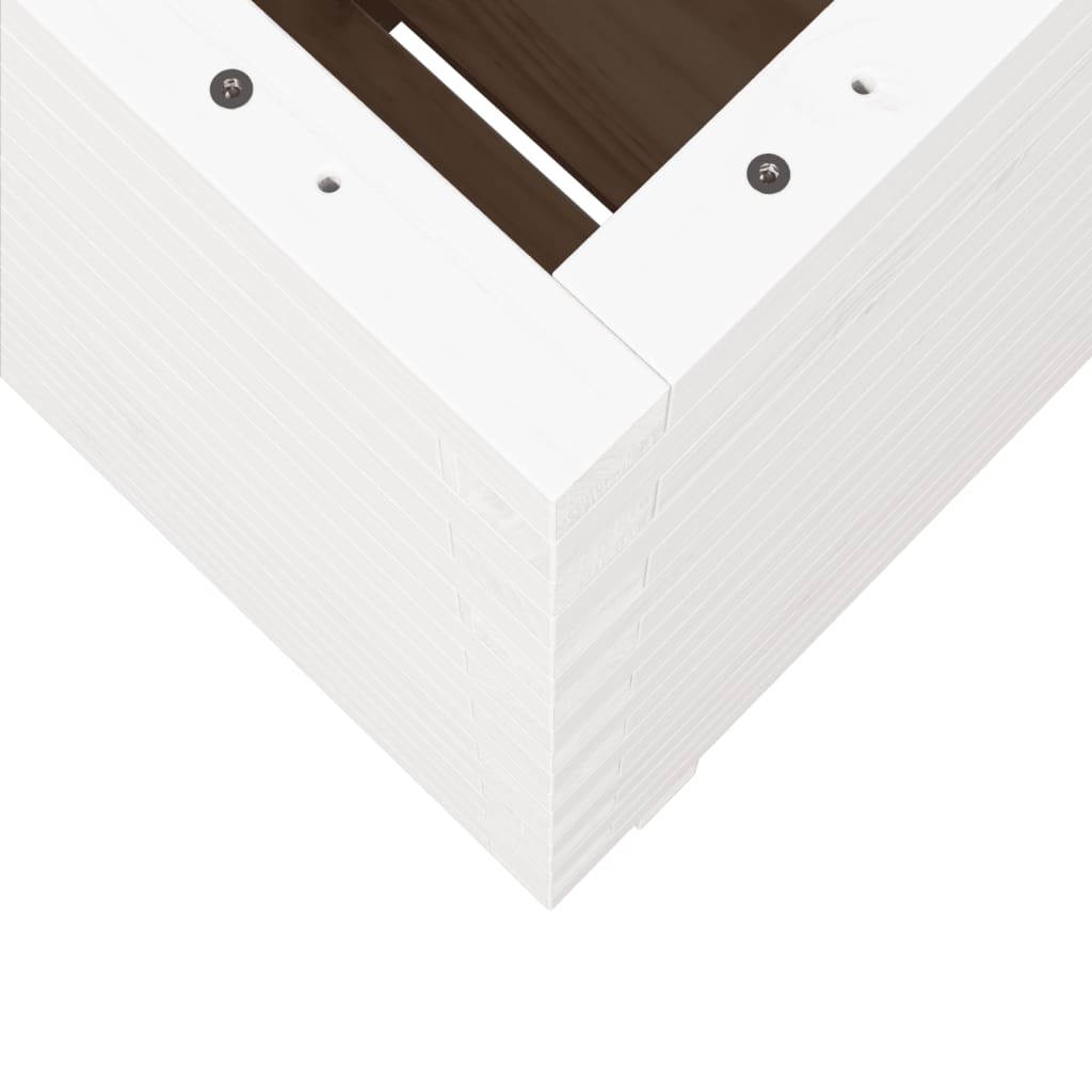 vidaXL Garden Planter White 50x50x72.5 cm Solid Wood Pine
