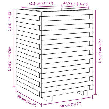 vidaXL Garden Planter White 50x50x72.5 cm Solid Wood Pine