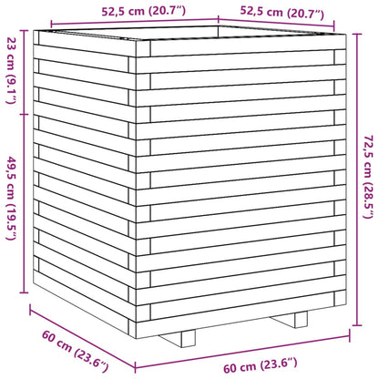 vidaXL Garden Planter Wax Brown 60x60x72.5 cm Solid Wood Pine