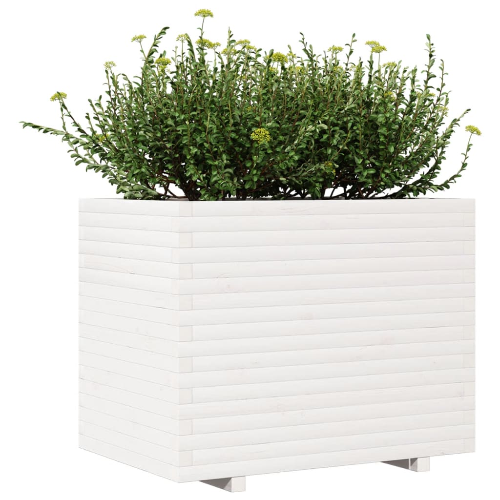 vidaXL Garden Planter White 90x60x72.5 cm Solid Wood Pine