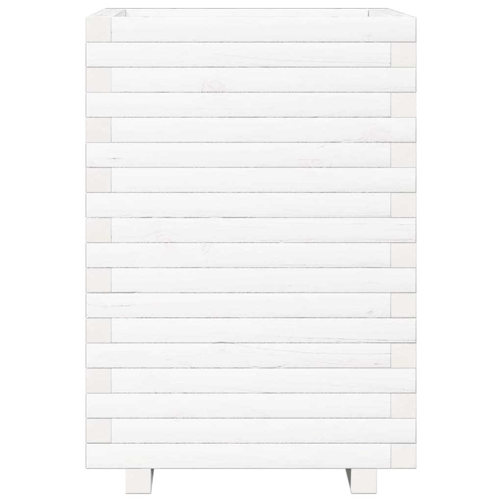 vidaXL Garden Planter White 50x50x72 cm Solid Wood Pine