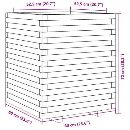 vidaXL Garden Planter Wax Brown 60x60x72 cm Solid Wood Pine