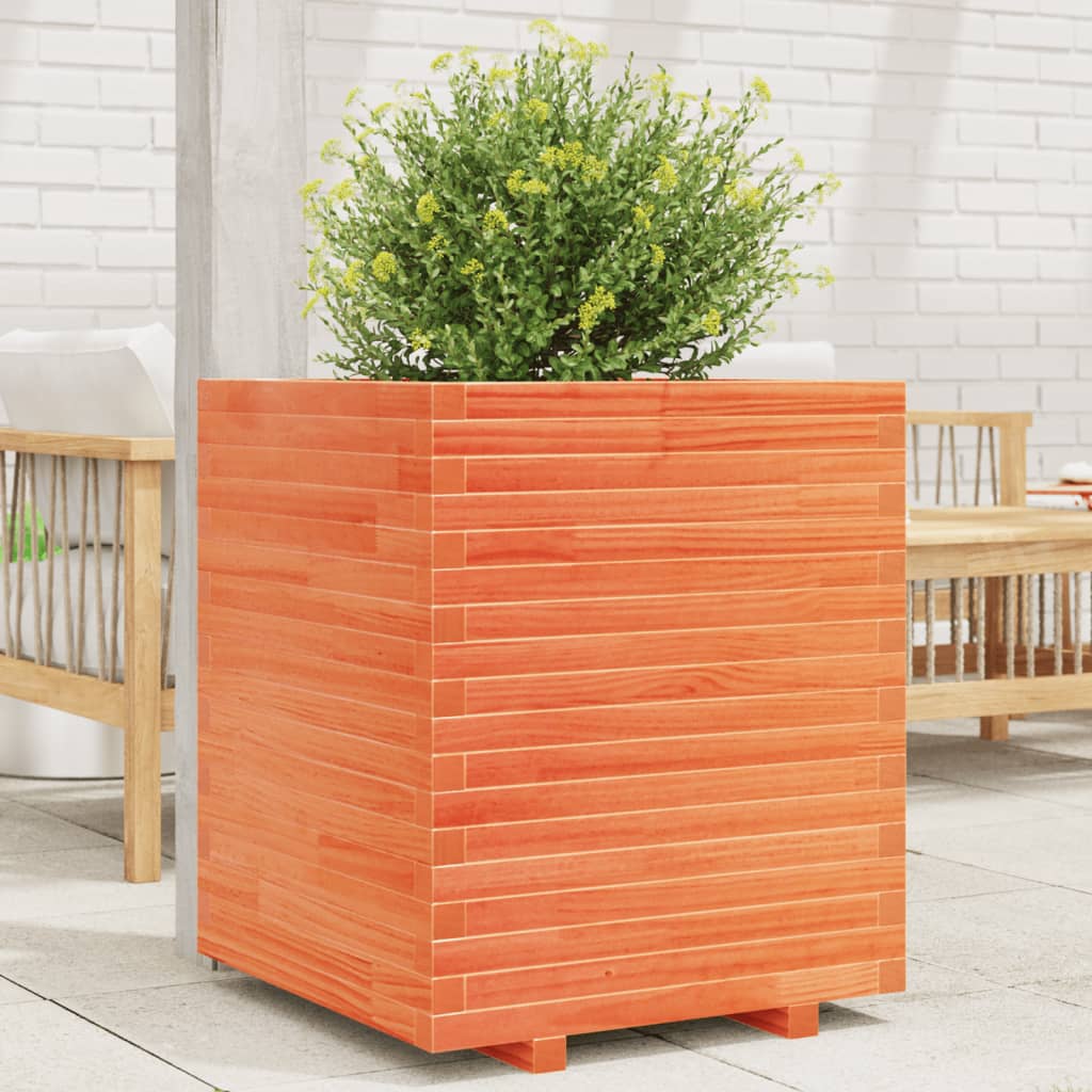 vidaXL Garden Planter Wax Brown 60x60x72 cm Solid Wood Pine
