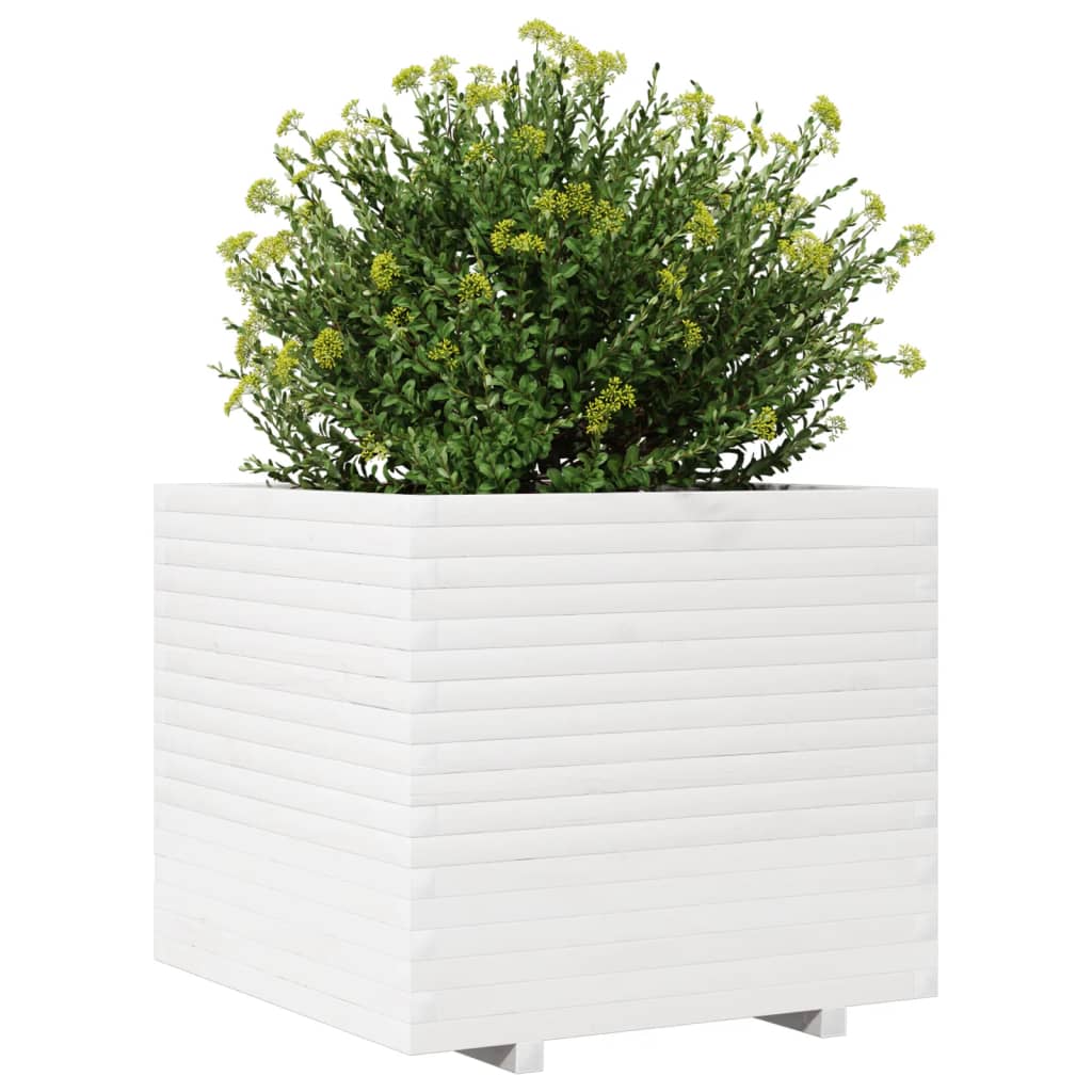 vidaXL Garden Planter White 80x80x72 cm Solid Wood Pine