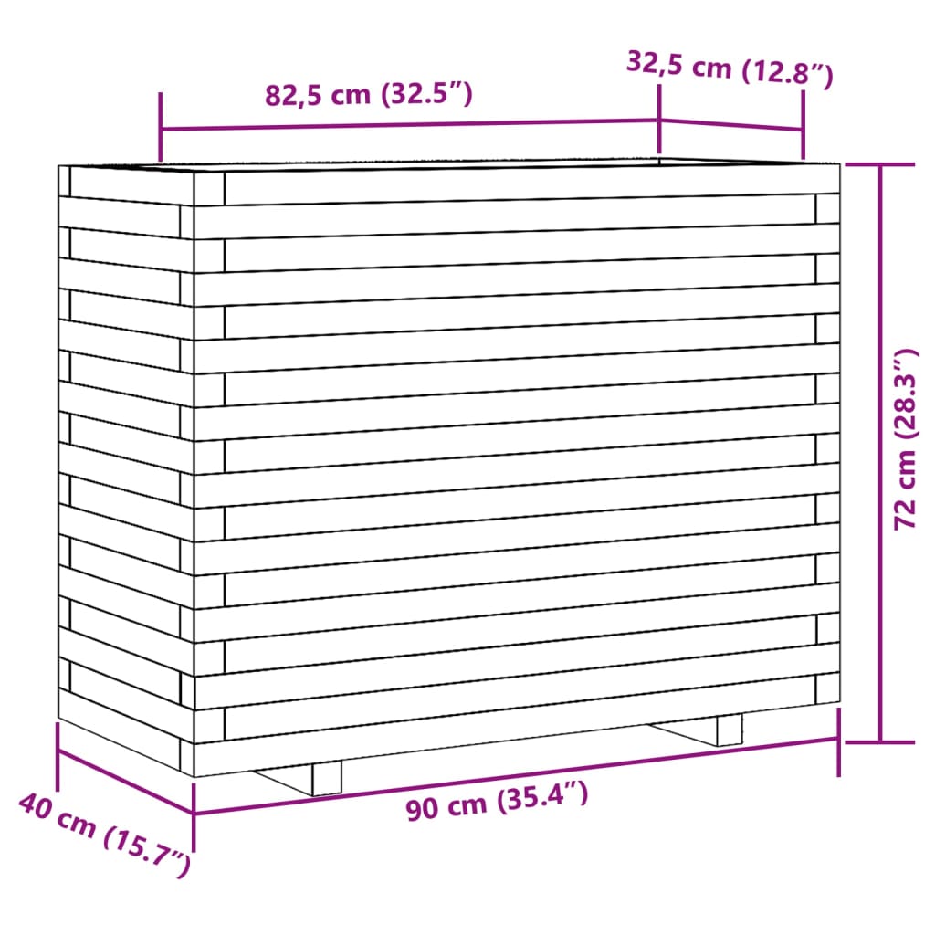 vidaXL Garden Planter Wax Brown 90x40x72 cm Solid Wood Pine