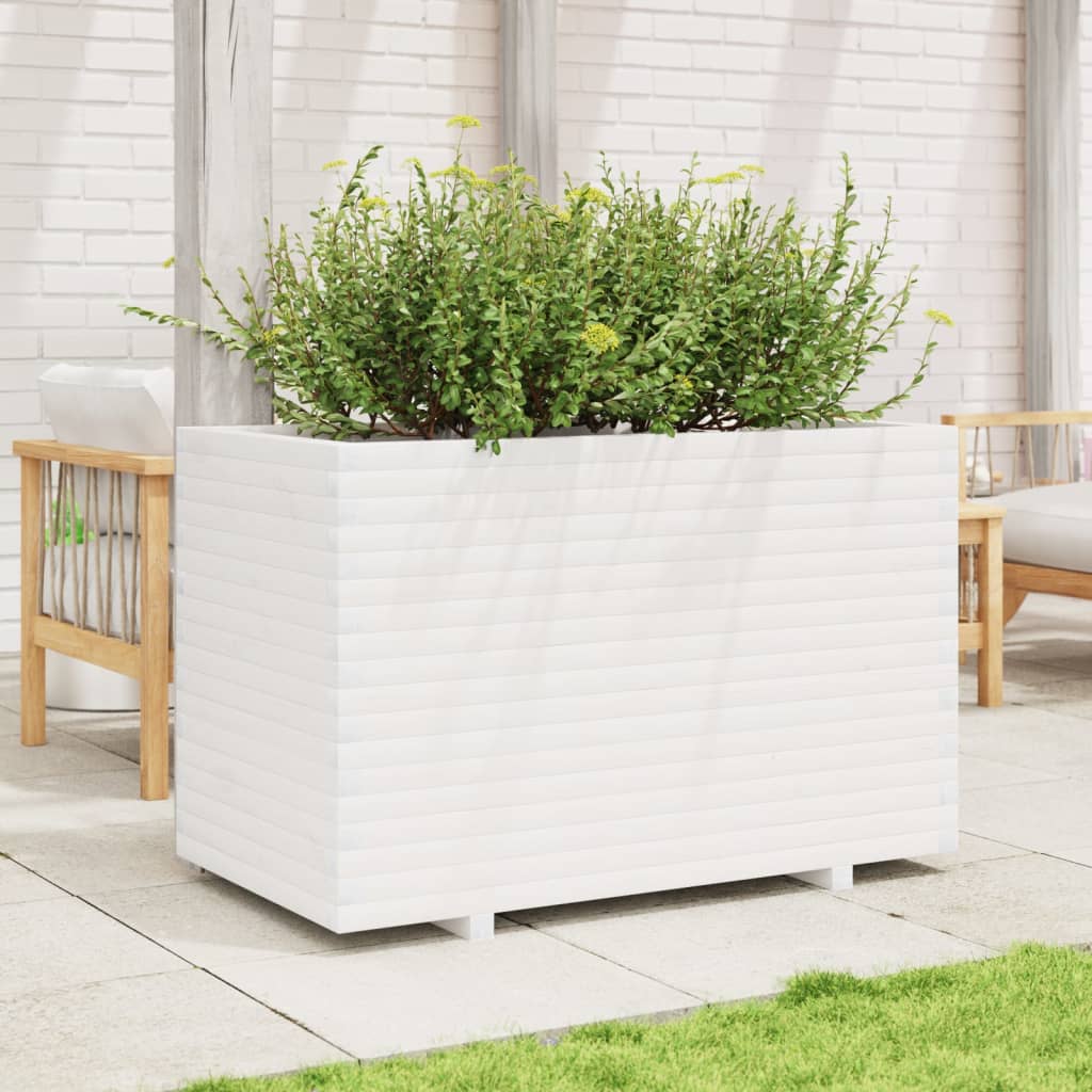 vidaXL Garden Planter White 110x60x72 cm Solid Wood Pine