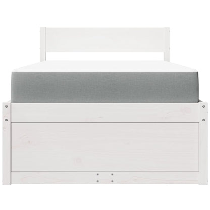 vidaXL Bed with Drawers and Mattress White 90x200 cm Solid Wood Pine