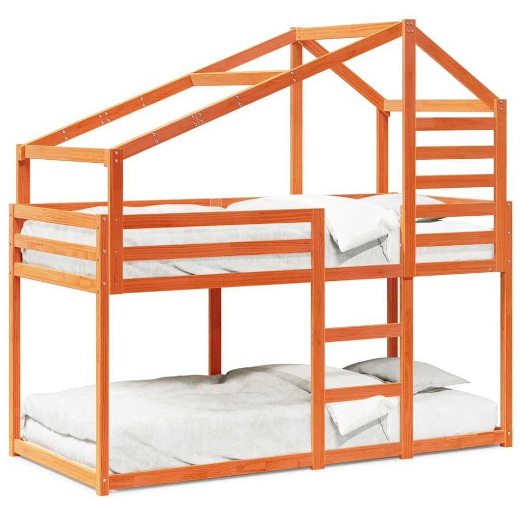 vidaXL Bunk Bed without Mattress Wax Brown 80x200 cm Solid Wood Pine