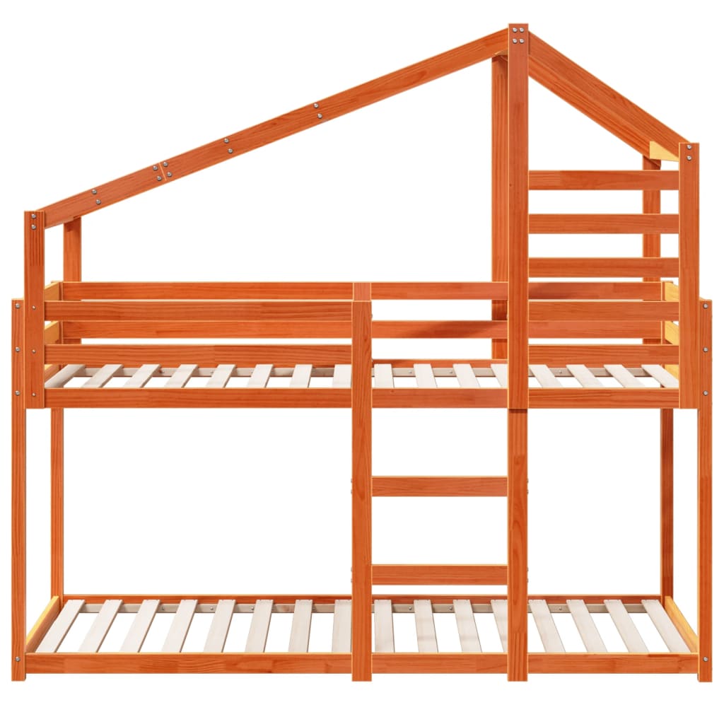 vidaXL Bunk Bed without Mattress Wax Brown 90x200 cm Solid Wood Pine