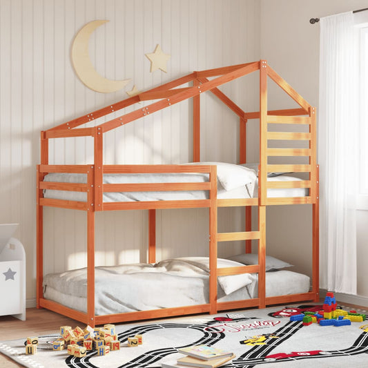 vidaXL Bunk Bed without Mattress Wax Brown 90x200 cm Solid Wood Pine