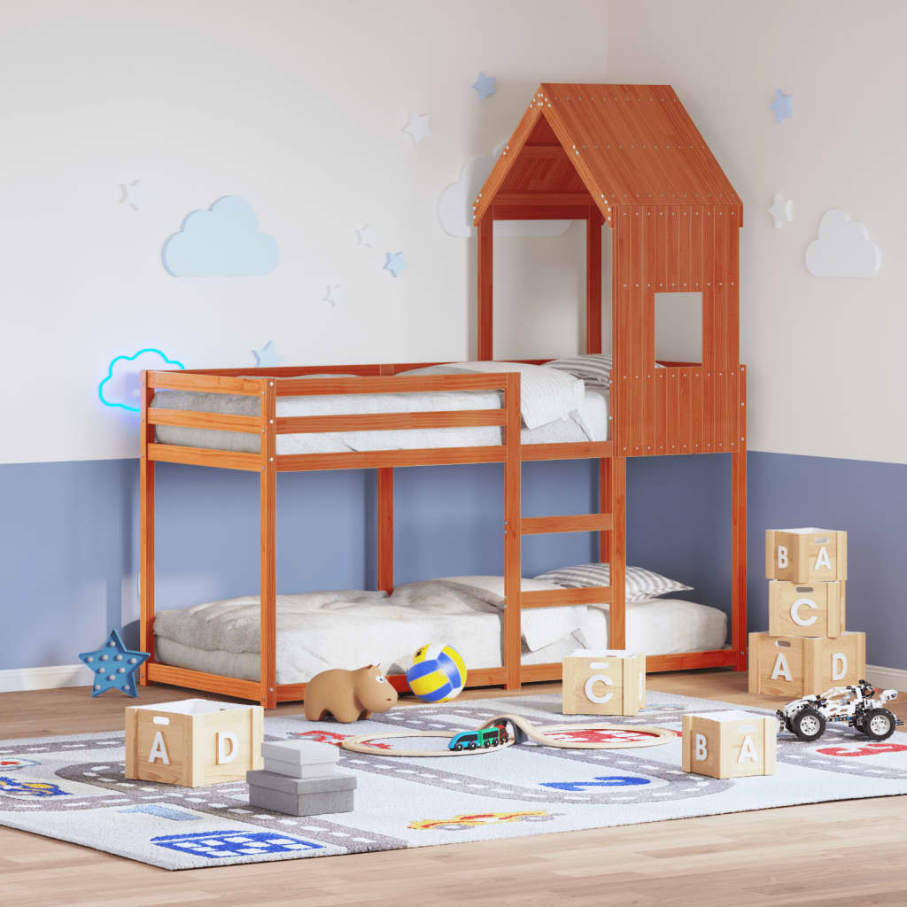 vidaXL Bunk Bed without Mattress Wax Brown 90x200 cm Solid Wood Pine