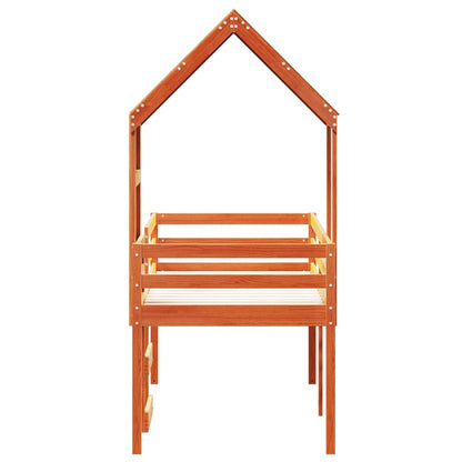 vidaXL High Sleeper Bed without Mattress Wax Brown 90x200 cm Solid Wood Pine