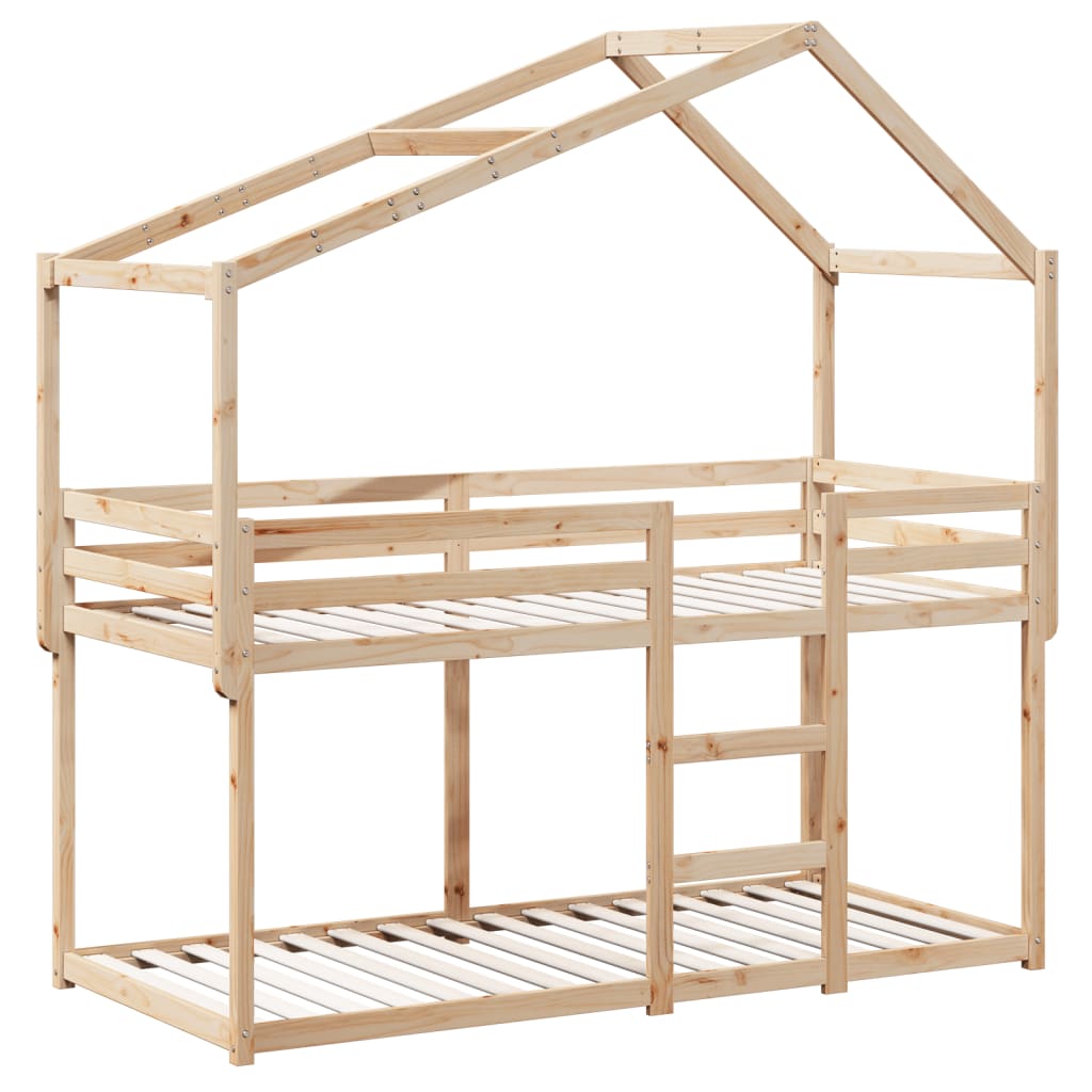 vidaXL Bunk Bed | Natural wood colour | Solid pine wood (untreated) | 90x200 cm