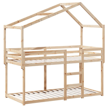 vidaXL Bunk Bed | Natural wood colour | Solid pine wood (untreated) | 90x200 cm