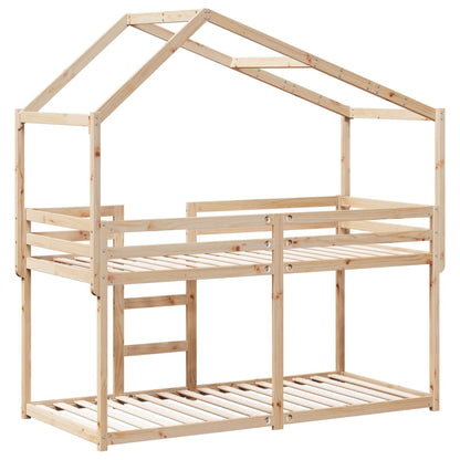 vidaXL Bunk Bed | Natural wood colour | Solid pine wood (untreated) | 90x200 cm