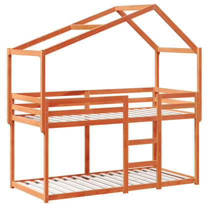 vidaXL Bunk Bed without Mattress Wax Brown 90x190 cm Single Solid Wood Pine