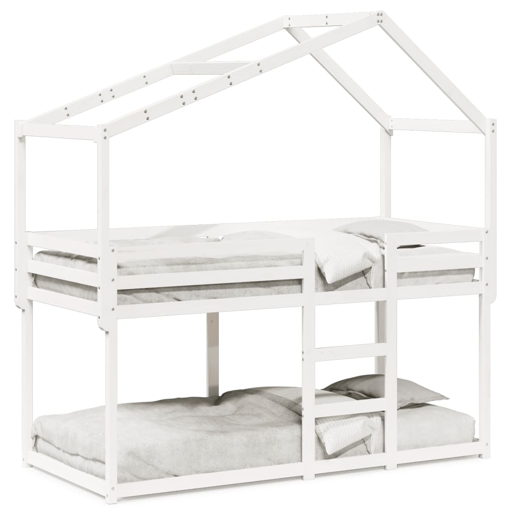 vidaXL Bunk Bed without Mattress White 75x190 cm Small Single Solid Wood Pine