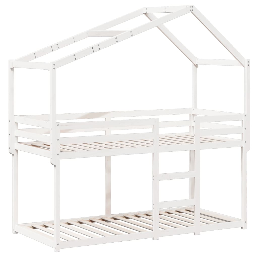 vidaXL Bunk Bed without Mattress White 75x190 cm Small Single Solid Wood Pine