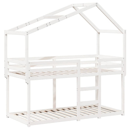 vidaXL Bunk Bed without Mattress White 75x190 cm Small Single Solid Wood Pine