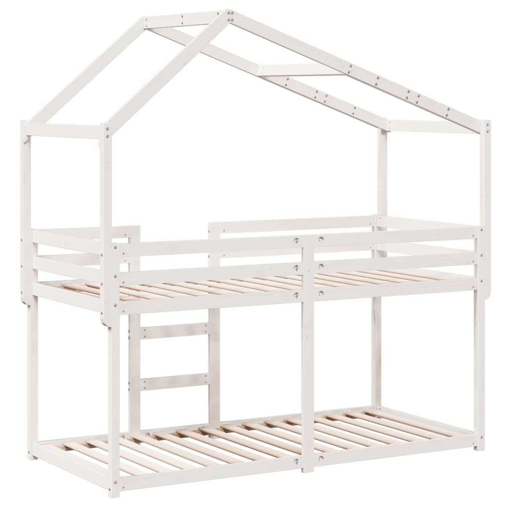 vidaXL Bunk Bed without Mattress White 75x190 cm Small Single Solid Wood Pine