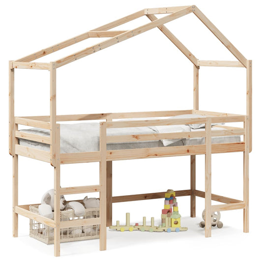 vidaXL Loft Bed with Ladder and Roof without Mattress 90x200 cm