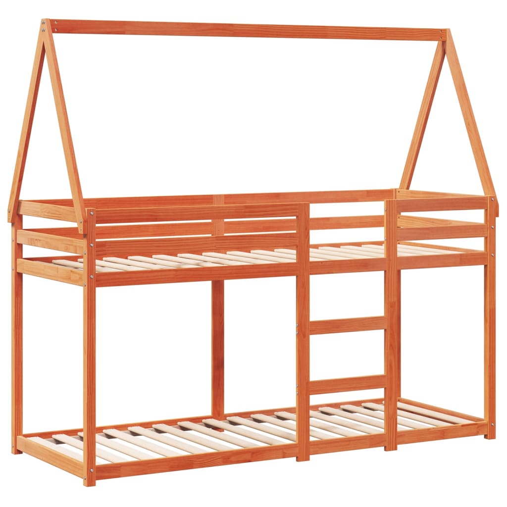 vidaXL Bunk Bed without Mattress Wax Brown 90x190 cm Single Solid Wood Pine