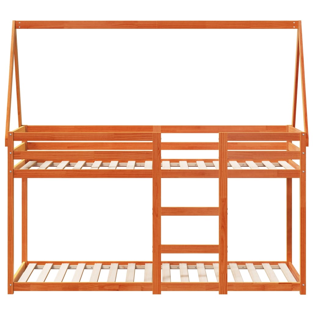 vidaXL Bunk Bed without Mattress Wax Brown 90x190 cm Single Solid Wood Pine