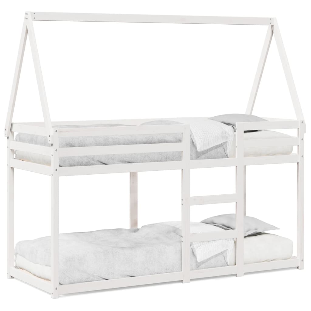 vidaXL Bunk Bed without Mattress White 75x190 cm Small Single Solid Wood Pine