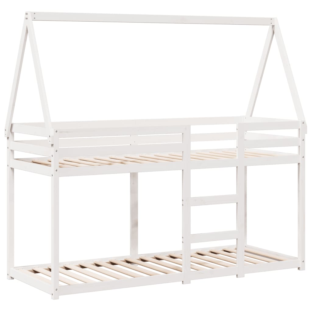 vidaXL Bunk Bed without Mattress White 75x190 cm Small Single Solid Wood Pine