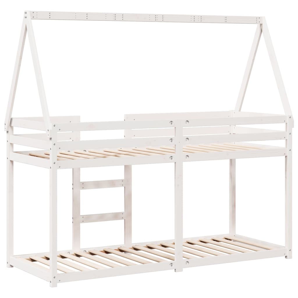 vidaXL Bunk Bed without Mattress White 75x190 cm Small Single Solid Wood Pine
