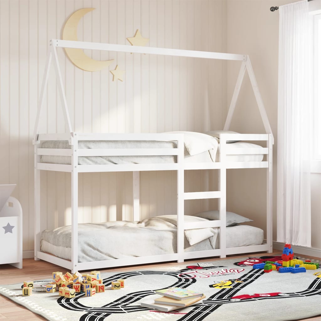 vidaXL Bunk Bed without Mattress White 75x190 cm Small Single Solid Wood Pine