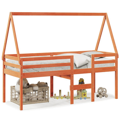 vidaXL High Sleeper Bed without Mattress Wax Brown 90x200 cm Solid Wood Pine