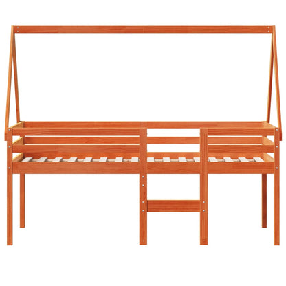 vidaXL High Sleeper Bed without Mattress Wax Brown 90x200 cm Solid Wood Pine