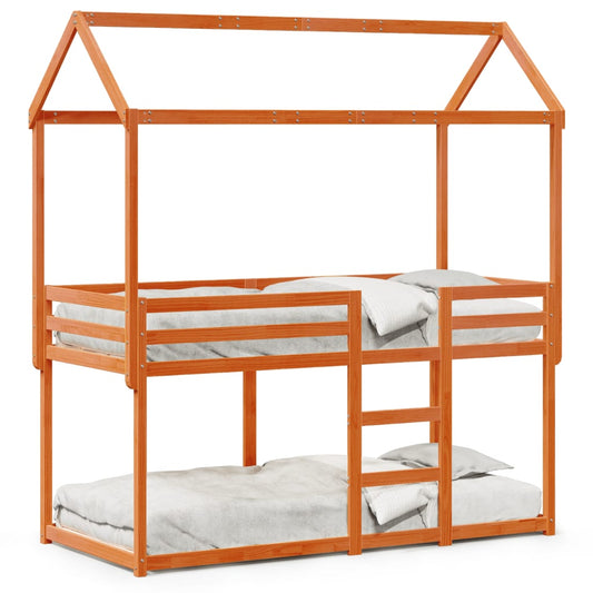 vidaXL Bunk Bed without Mattress Wax Brown 90x190 cm Single Solid Wood Pine