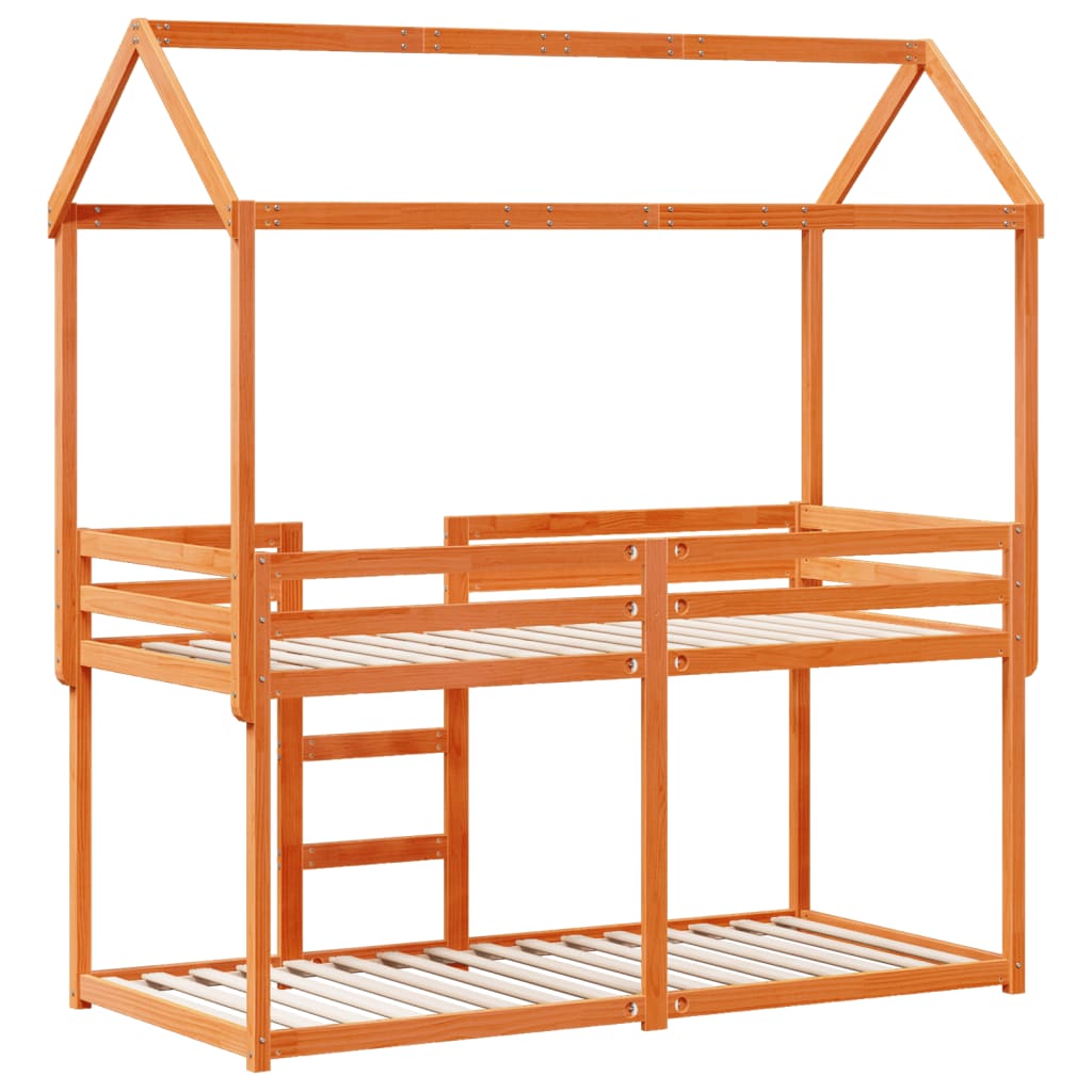 vidaXL Bunk Bed without Mattress Wax Brown 90x190 cm Single Solid Wood Pine