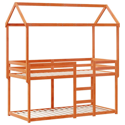 vidaXL Bunk Bed without Mattress Wax Brown 75x190 cm Small Single Solid Wood Pine