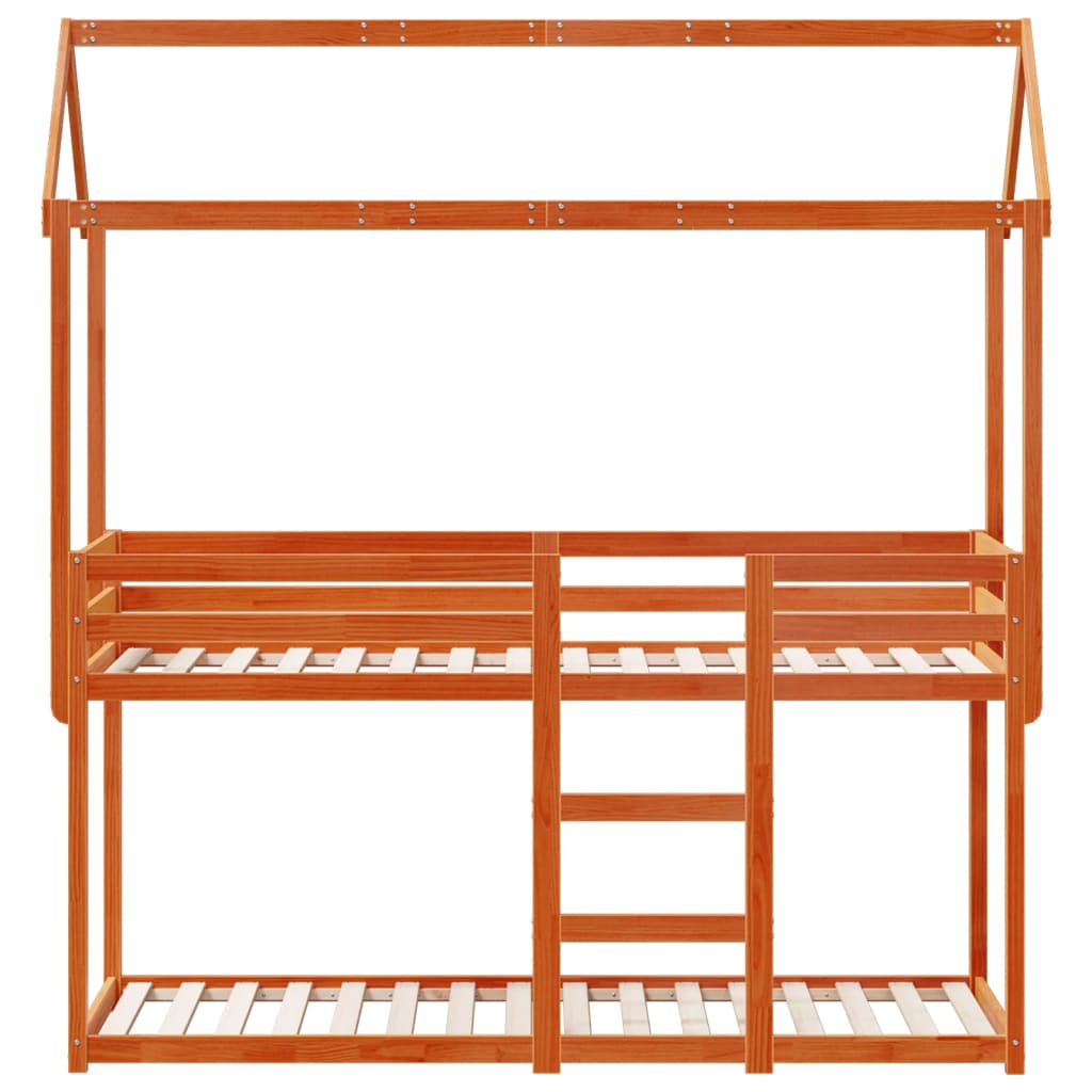 vidaXL Bunk Bed without Mattress Wax Brown 75x190 cm Small Single Solid Wood Pine