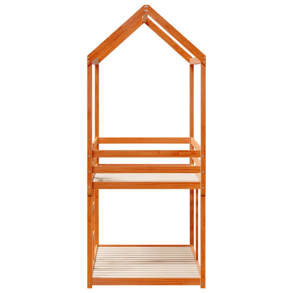 vidaXL Bunk Bed without Mattress Wax Brown 75x190 cm Small Single Solid Wood Pine