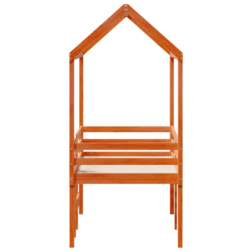 vidaXL High Sleeper Bed without Mattress Wax Brown 90x190 cm Single Solid Wood Pine