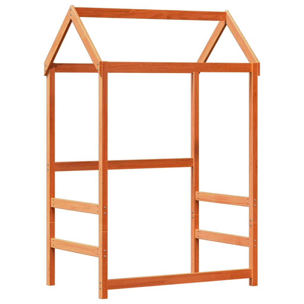 vidaXL Bed and Bench Set with Roof without Mattress Wax Brown 80x200 cm