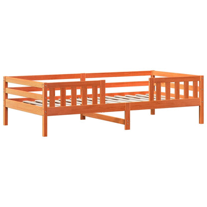 vidaXL Bed and Bench Set with Roof without Mattress Wax Brown 80x200 cm