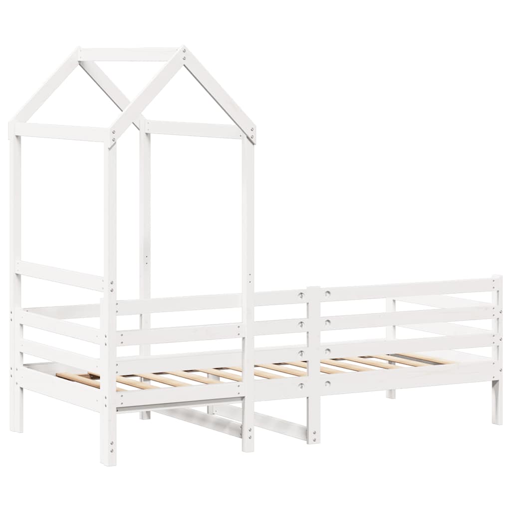vidaXL Day Bed with Roof without Mattress White 80x200 cm Solid Wood