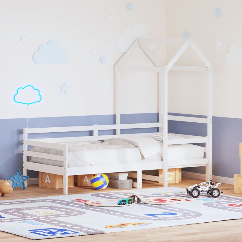 vidaXL Day Bed with Roof without Mattress White 80x200 cm Solid Wood
